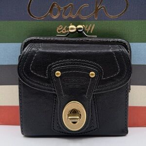 ❤️NWT VINTAGE COACH LEGACY BLACK LEATHER KISS-LOCK WALLET 65TH ANNIVERSARY!!❤️